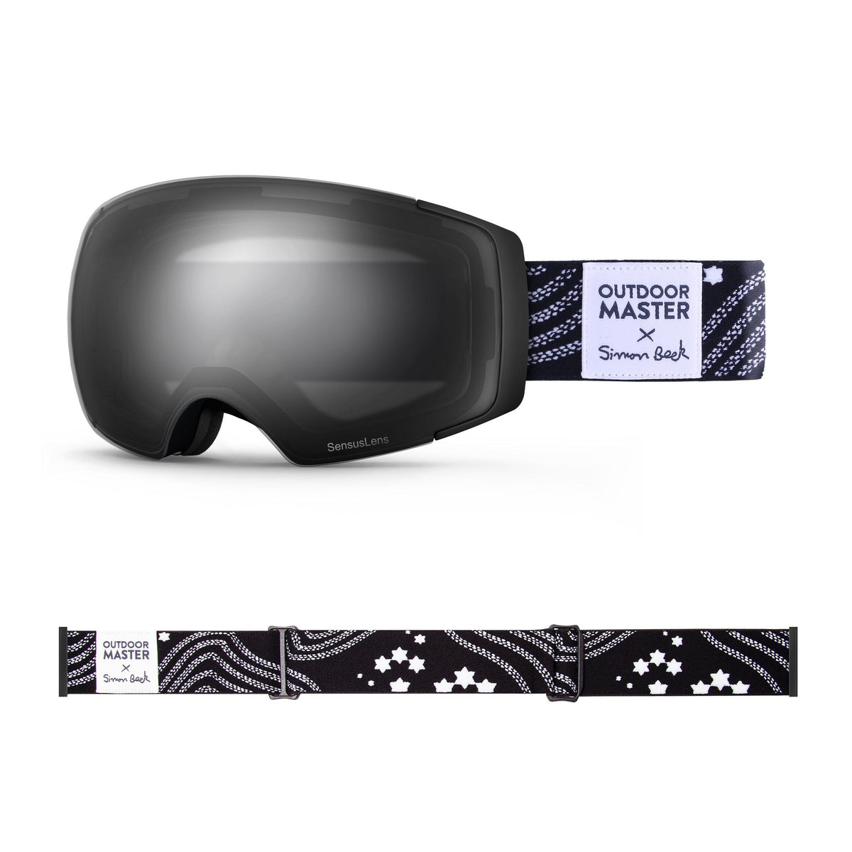 OutdoorMaster x Simon Beck Ski Goggles Pro Series - Snowshoeing Art Limited Edition OutdoorMaster SensusLens VLT 16-80% Photochromatic clear to Grey Star Road-Black
