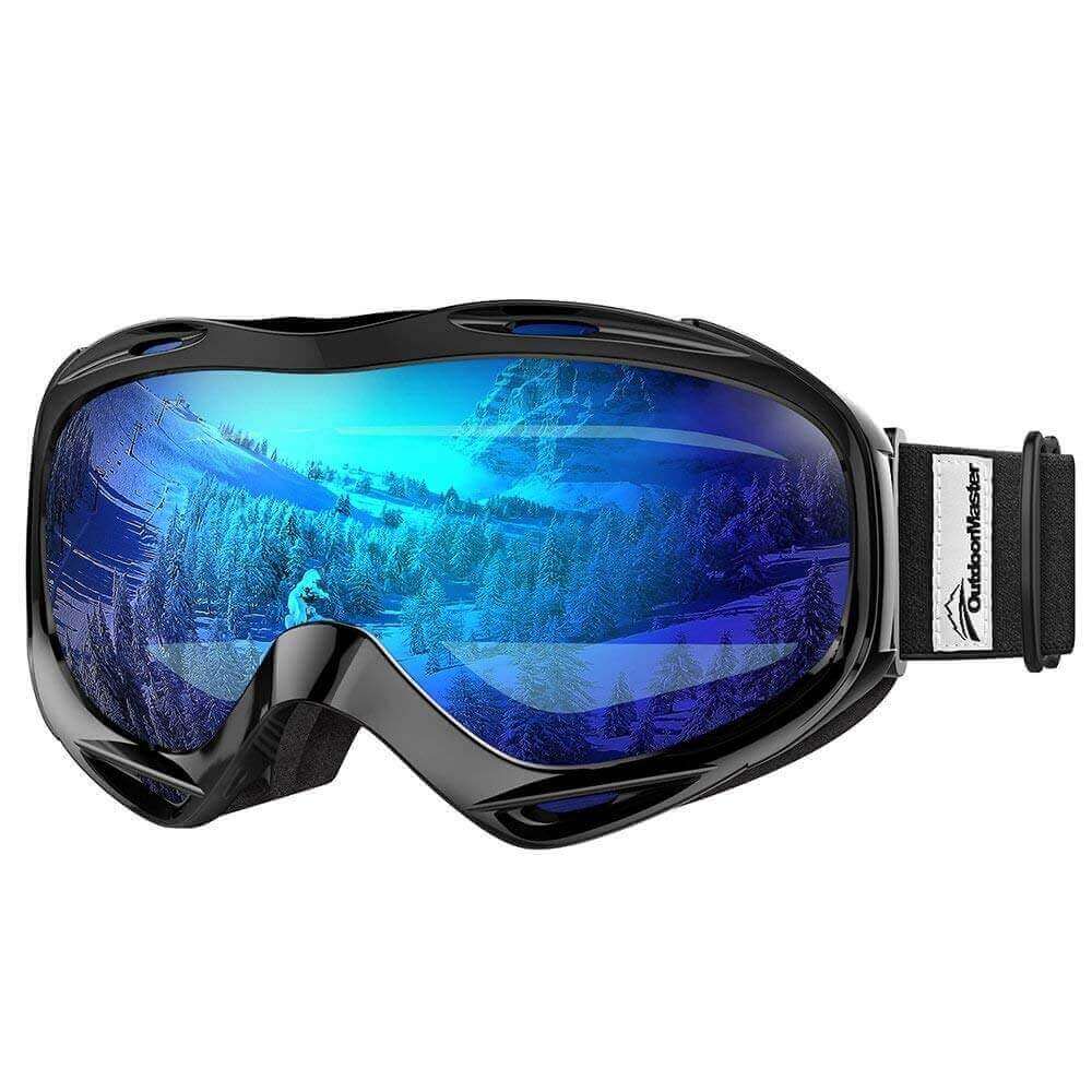 SKI GOGGLES OTG - 100% UV400 Protection - for Men, Women & Youth OutdoorMasterShop Black Frame VLT 15.6% 