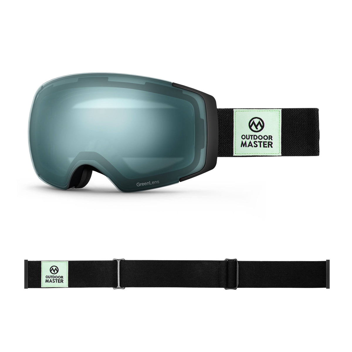 Eco-friendly Ski Goggles Pro Series - The Disappearing Places/Classic BambooStraps Limited Edition OutdoorMaster GreenLens VLT 20% TAC Green Polarized Classic BambooStraps
