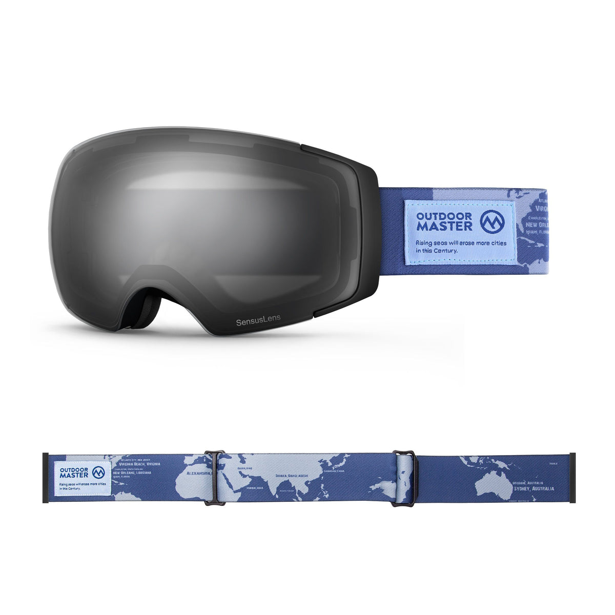 Eco-friendly Ski Goggles Pro Series - The Disappearing Places/Classic BambooStraps Limited Edition OutdoorMaster SensusLens VLT 16-80% Photochromatic clear to Grey The Disappearing Places